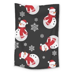 Christmas Texture, Retro Background With Snowmen Large Tapestry