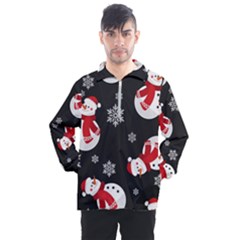 Christmas Texture, Retro Background With Snowmen Men s Half Zip Pullover