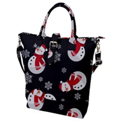 Christmas Texture, Retro Background With Snowmen Buckle Top Tote Bag by kyorashop23