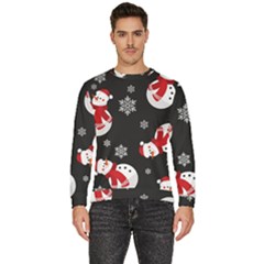 Christmas Texture, Retro Background With Snowmen Men s Fleece Sweatshirt