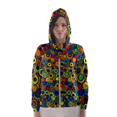 Circles, Colorful Women s Hooded Windbreaker