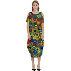 Circles, Colorful Cold Shoulder Loose Fit Dress With Pockets by kyorashop23