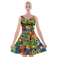 Circles, Colorful Velvet Skater Dress