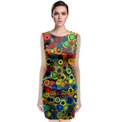 Circles, Colorful Sleeveless Velvet Midi Dress