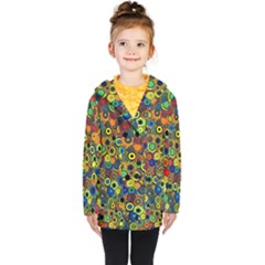 Circles, Colorful Kids  Double Breasted Button Coat