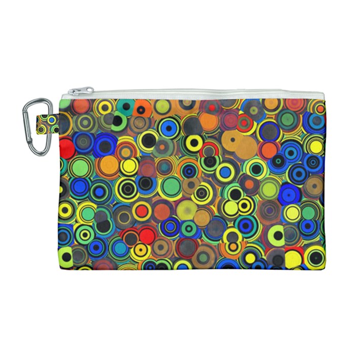 Circles, Colorful Canvas Cosmetic Bag (Large)