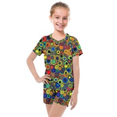 Circles, Colorful Kids  Mesh T-shirt And Shorts Set