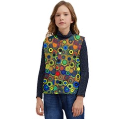 Circles, Colorful Kid s Button Up Puffer Vest	