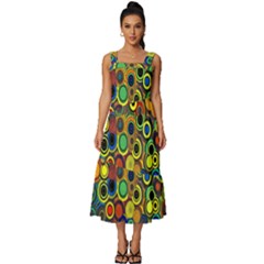 Circles, Colorful Square Neckline Tiered Midi Dress by kyorashop23