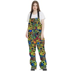 Circles, Colorful Women s Front Zip Ski And Snowboard Bib Pants