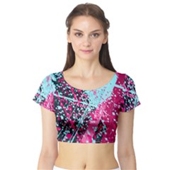 Colorful Splashes Grunge, Abstract Art Short Sleeve Crop Top by kyorashop23