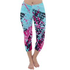 Colorful Splashes Grunge, Abstract Art Capri Winter Leggings 