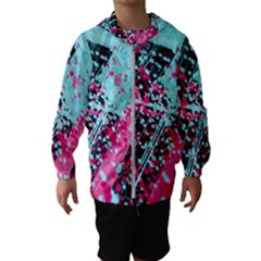 Colorful Splashes Grunge, Abstract Art Kids  Hooded Windbreaker