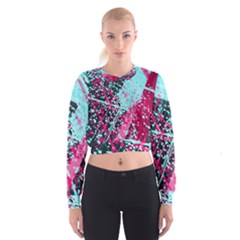 Colorful Splashes Grunge, Abstract Art Cropped Sweatshirt