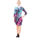 Colorful Splashes Grunge, Abstract Art Quarter Sleeve Hood Bodycon Dress View2