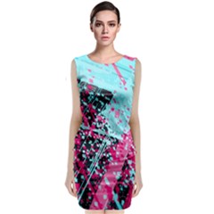 Colorful Splashes Grunge, Abstract Art Sleeveless Velvet Midi Dress by kyorashop23