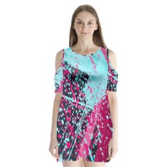 Colorful Splashes Grunge, Abstract Art Shoulder Cutout Velvet One Piece