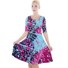 Colorful Splashes Grunge, Abstract Art Quarter Sleeve A-line Dress With Pockets by kyorashop23