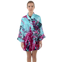 Colorful Splashes Grunge, Abstract Art Long Sleeve Satin Kimono by kyorashop23