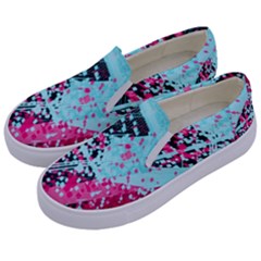 Colorful Splashes Grunge, Abstract Art Kids  Canvas Slip Ons by kyorashop23