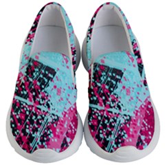 Colorful Splashes Grunge, Abstract Art Kids Lightweight Slip Ons by kyorashop23