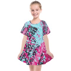 Colorful Splashes Grunge, Abstract Art Kids  Smock Dress by kyorashop23