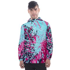 Colorful Splashes Grunge, Abstract Art Men s Front Pocket Pullover Windbreaker