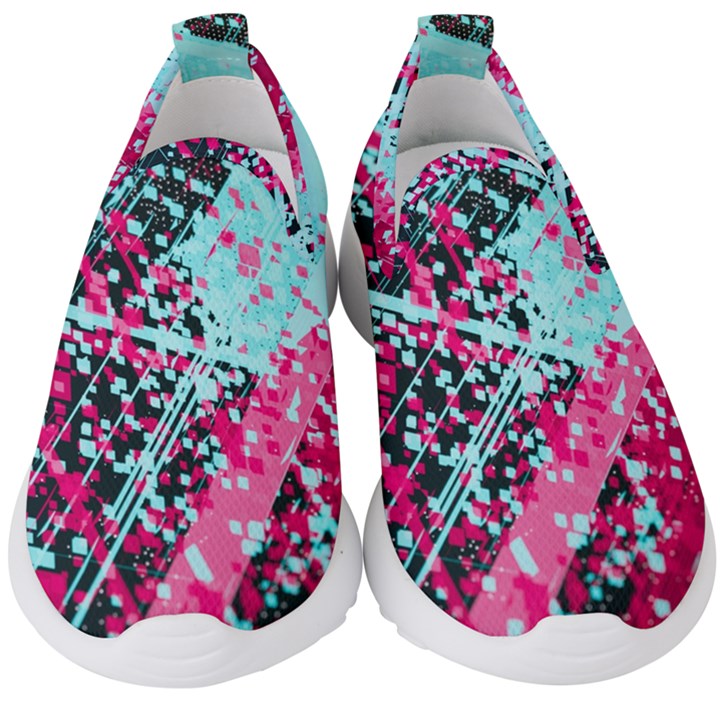 Colorful Splashes Grunge, Abstract Art Kids  Slip On Sneakers