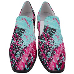 Colorful Splashes Grunge, Abstract Art Women Slip On Heel Loafers