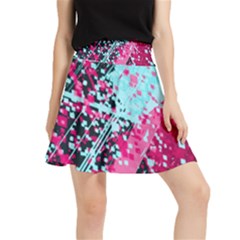 Colorful Splashes Grunge, Abstract Art Waistband Skirt