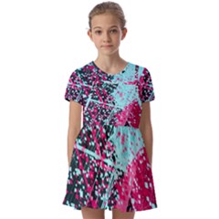 Colorful Splashes Grunge, Abstract Art Kids  Short Sleeve Pinafore Style Dress by kyorashop23