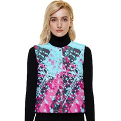 Colorful Splashes Grunge, Abstract Art Women s Button Up Puffer Vest