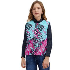 Colorful Splashes Grunge, Abstract Art Kid s Button Up Puffer Vest	