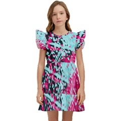 Colorful Splashes Grunge, Abstract Art Kids  Winged Sleeve Dress by kyorashop23