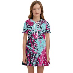 Colorful Splashes Grunge, Abstract Art Kids  Sweet Collar Dress by kyorashop23