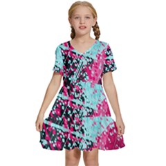 Colorful Splashes Grunge, Abstract Art Kids  Short Sleeve Tiered Mini Dress by kyorashop23