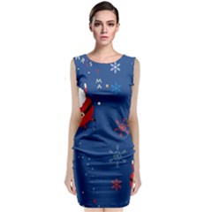 Feliz Natal, Santa, Merry Christmas Sleeveless Velvet Midi Dress