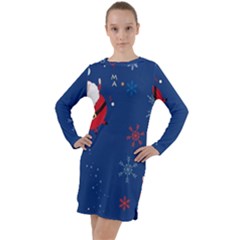 Feliz Natal, Santa, Merry Christmas Long Sleeve Hoodie Dress