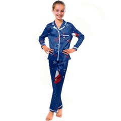 Feliz Natal, Santa, Merry Christmas Kids  Satin Long Sleeve Pajamas Set by kyorashop23