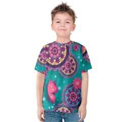 Floral Pattern, Abstract, Colorful, Flow Kids  Cotton T-shirt