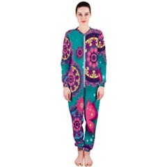 Floral Pattern, Abstract, Colorful, Flow Onepiece Jumpsuit (ladies)