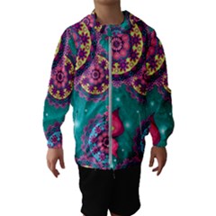 Floral Pattern, Abstract, Colorful, Flow Kids  Hooded Windbreaker