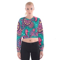 Floral Pattern, Abstract, Colorful, Flow Cropped Sweatshirt