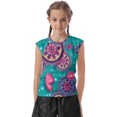 Floral Pattern, Abstract, Colorful, Flow Kids  Raglan Cap Sleeve T-shirt by kyorashop23