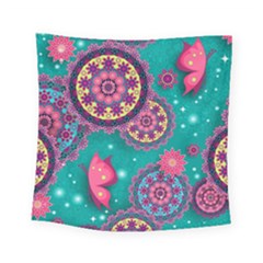 Floral Pattern, Abstract, Colorful, Flow Square Tapestry (small)