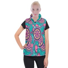 Floral Pattern, Abstract, Colorful, Flow Women s Button Up Vest