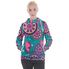 Floral Pattern, Abstract, Colorful, Flow Women s Hooded Pullover