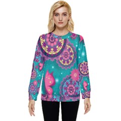 Floral Pattern, Abstract, Colorful, Flow Hidden Pocket Sweatshirt