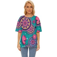 Floral Pattern, Abstract, Colorful, Flow Oversized Basic T-shirt by kyorashop23