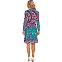 Floral Pattern, Abstract, Colorful, Flow Long Sleeve Shirt Collar A-Line Dress View4